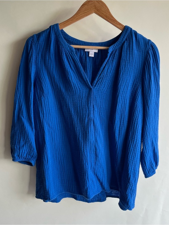 J. Jill Tops - J Jill Gauze Blouse Bright Royal Blue Sz Med Women’s EUC 3/4 Sleeve